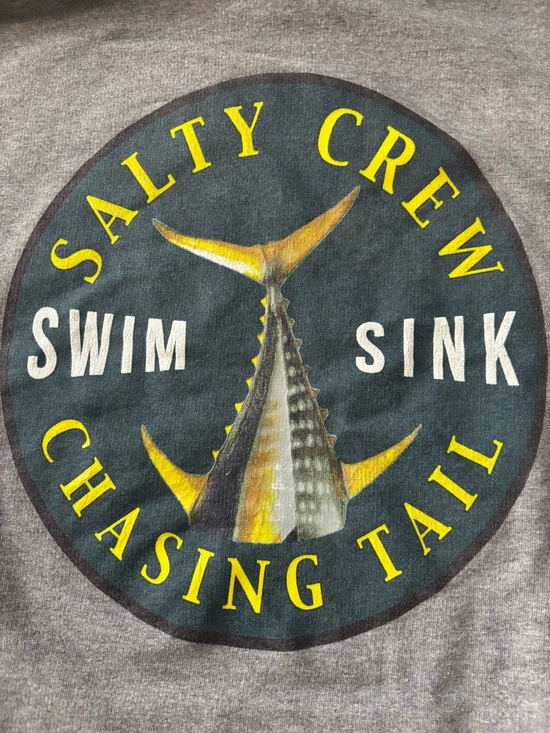 Salty Crew Gray Hoodie with Yellow & Blue Chasing Tail Graphic size M - Picture 4 of 7